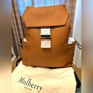 Mulberry heavy grain leather Utility Postman's Buckle Backpack in Chestnut Brown